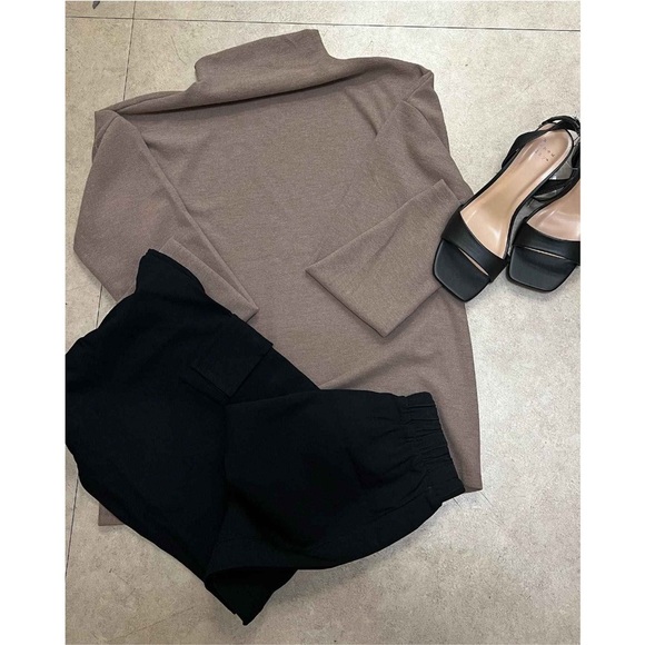 A new day Women's Long Sleeve Mock Turtleneck T-Shirt, Taupe, Size Medium - Picture 4 of 16